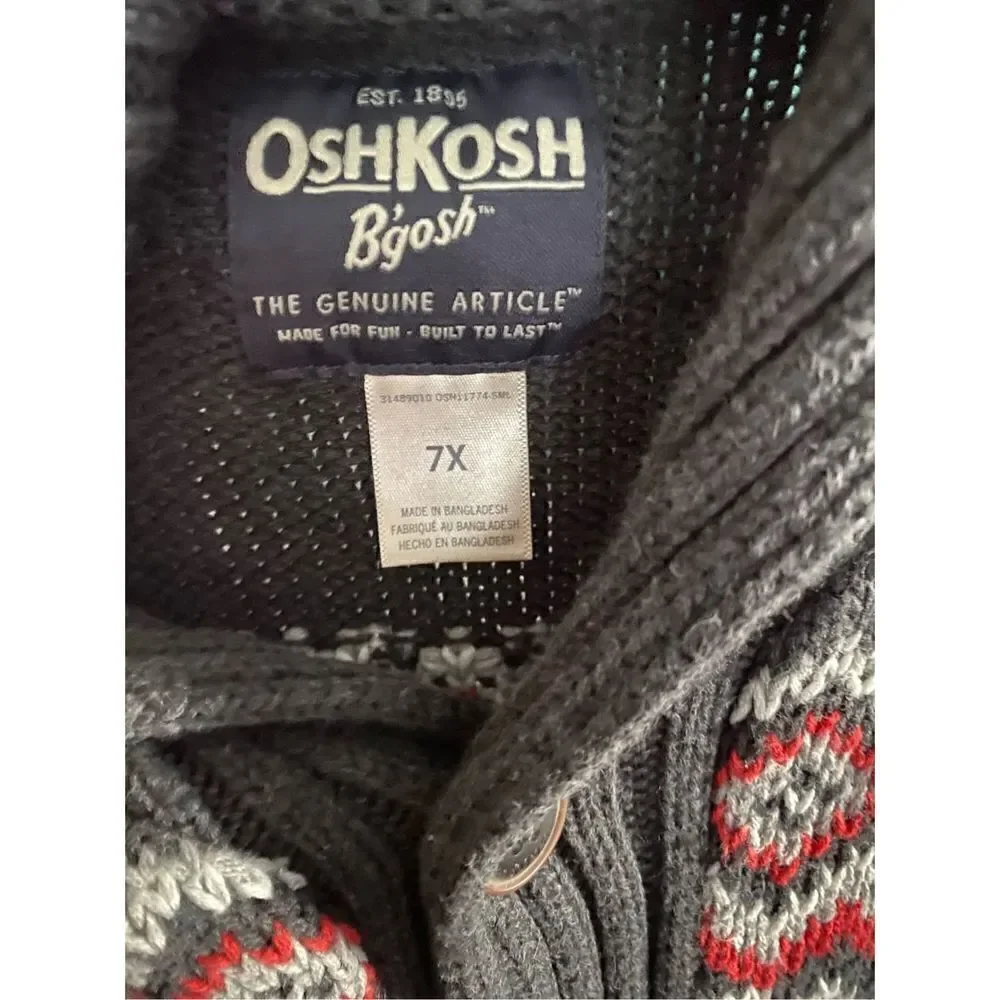 Oshkosh bgosh boys, button front, Cowl neck cardigan, size 7X